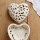 Openwork heart-shaped box in ivory earthenware – Vintage sweet jar