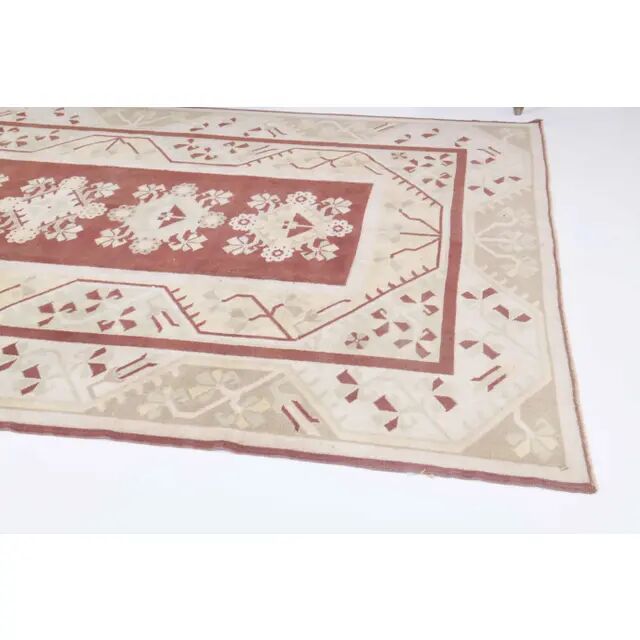 Vintage Turkish Hand-Knotted Wool Cotton Red Area Rug 202x301