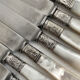 Antique table knives in mother-of-pearl and silver-plated metal