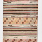 Tapis Kilim rouge pâle et vert
