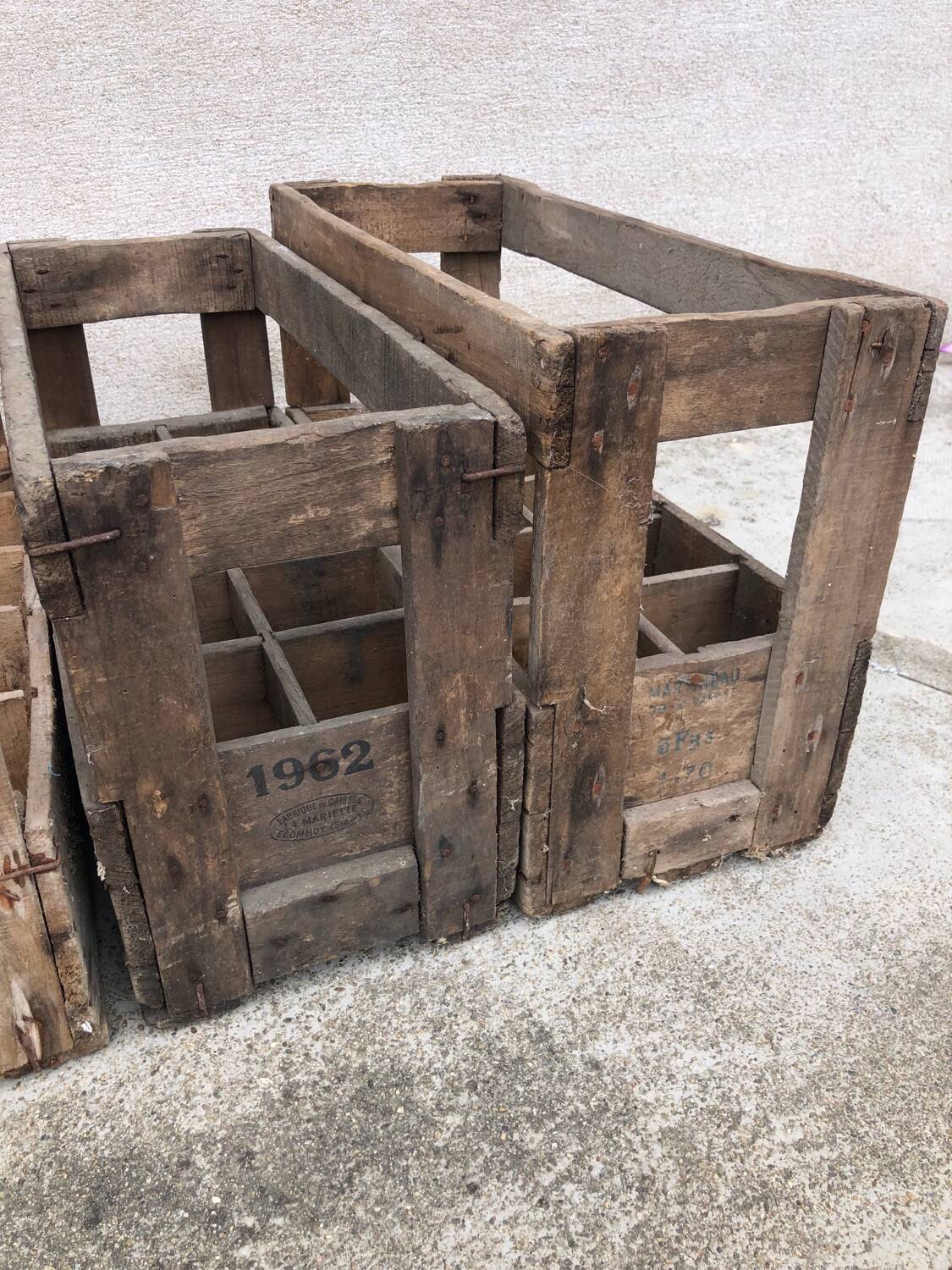 Lot of 4 vintage old wooden bottle racks