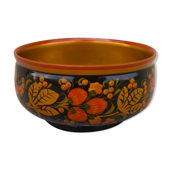Painted wooden salad bowl