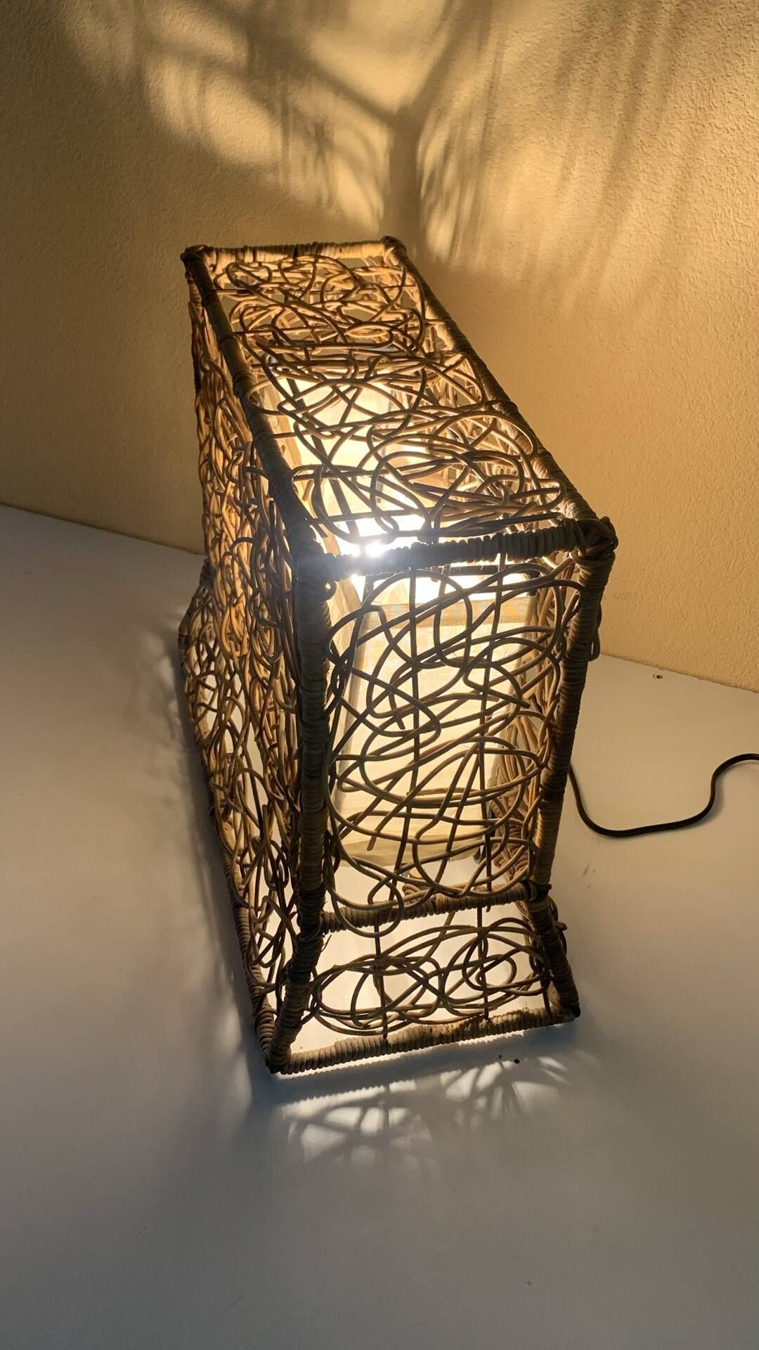 Vintage Wicker Table/ Floor Lamp