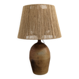 XXL vintage lamp in glazed stoneware and jute rope