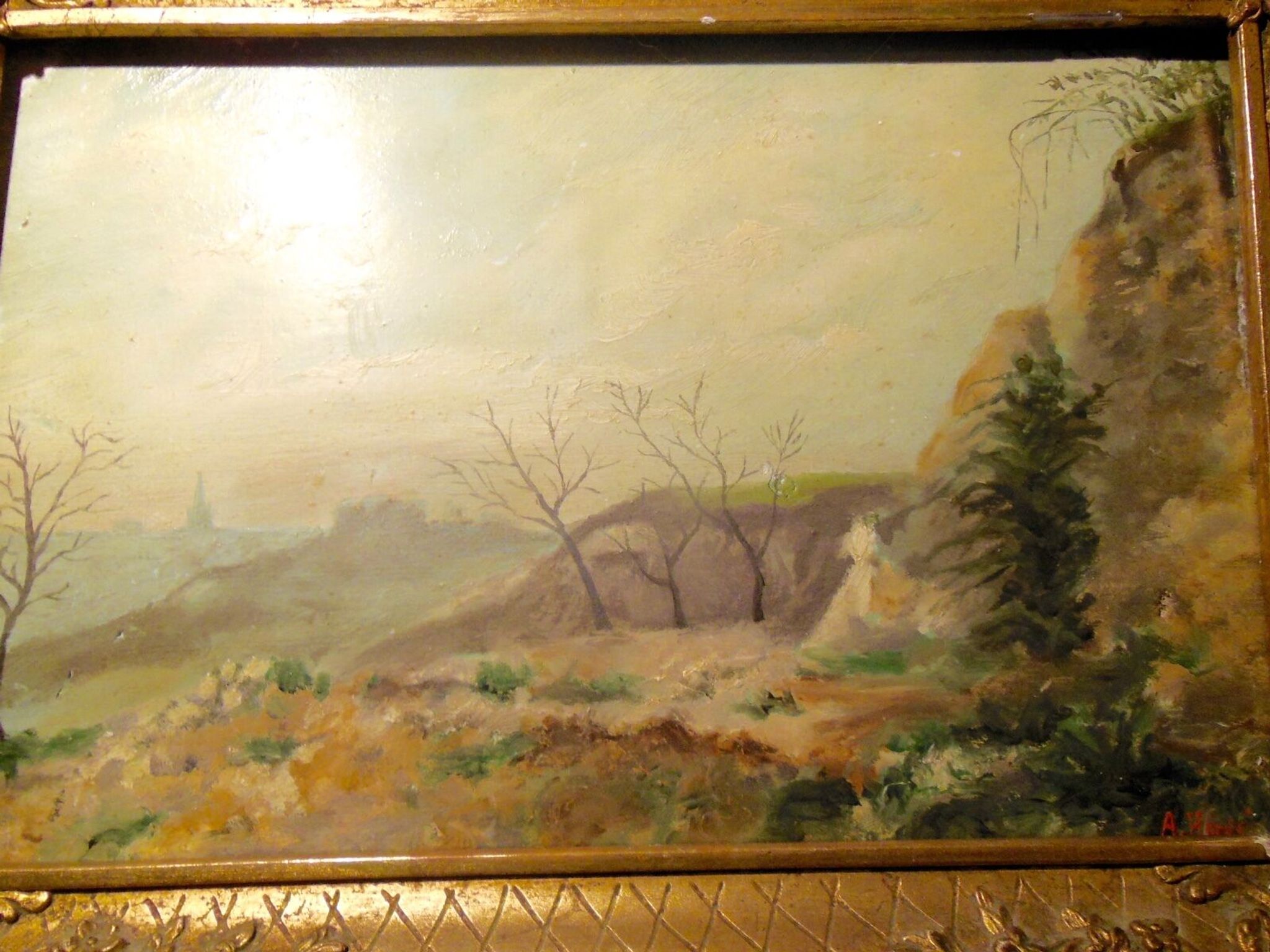 Impressionist painting, XIX-XX°s., landscape, oil on wood signed A.Hervé