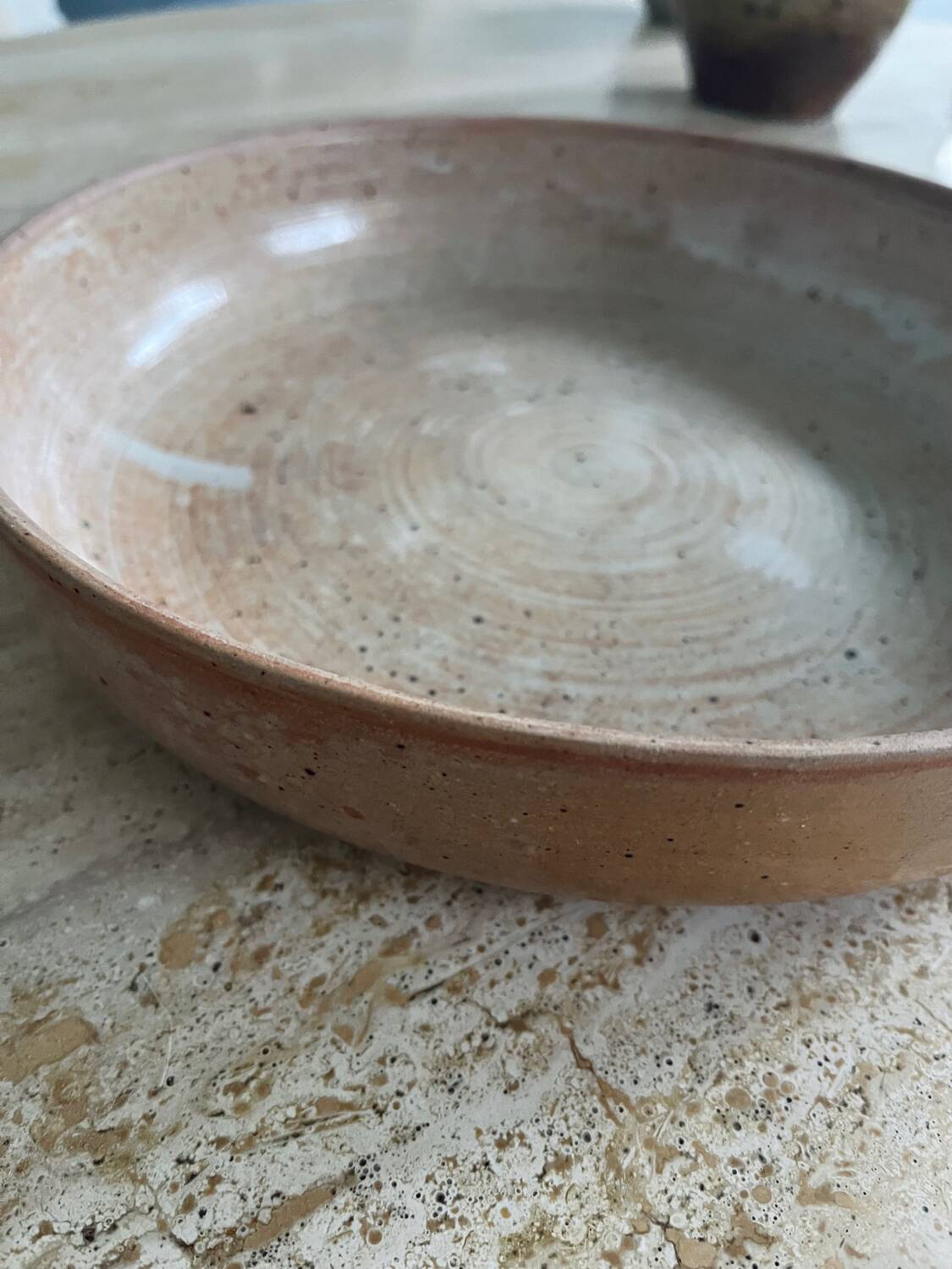 Handmade stoneware hollow dish 27cm