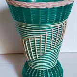 Glass vase and braided scoubidou thread 50s