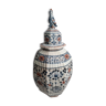 Large bird balustre vase, glazed terracotta with lid, 62 cm