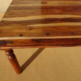 Solid wood and wrought iron table