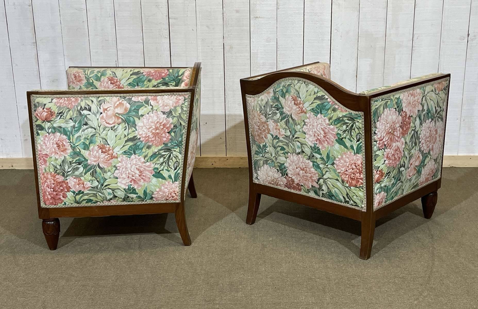 Pair of Art Deco armchairs in mahogany from the 1930s.