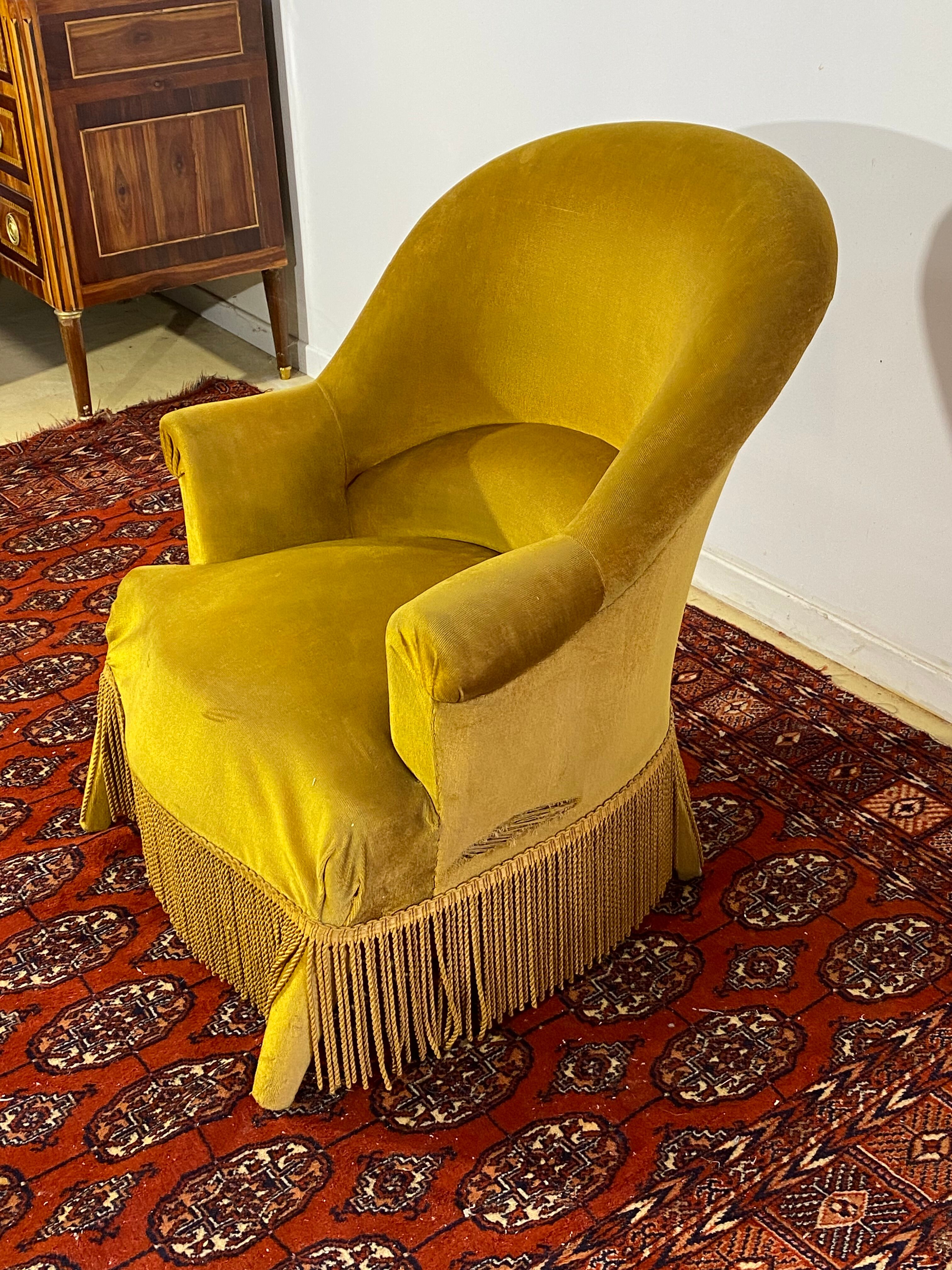 Toad armchair style Napoleon III Mustard