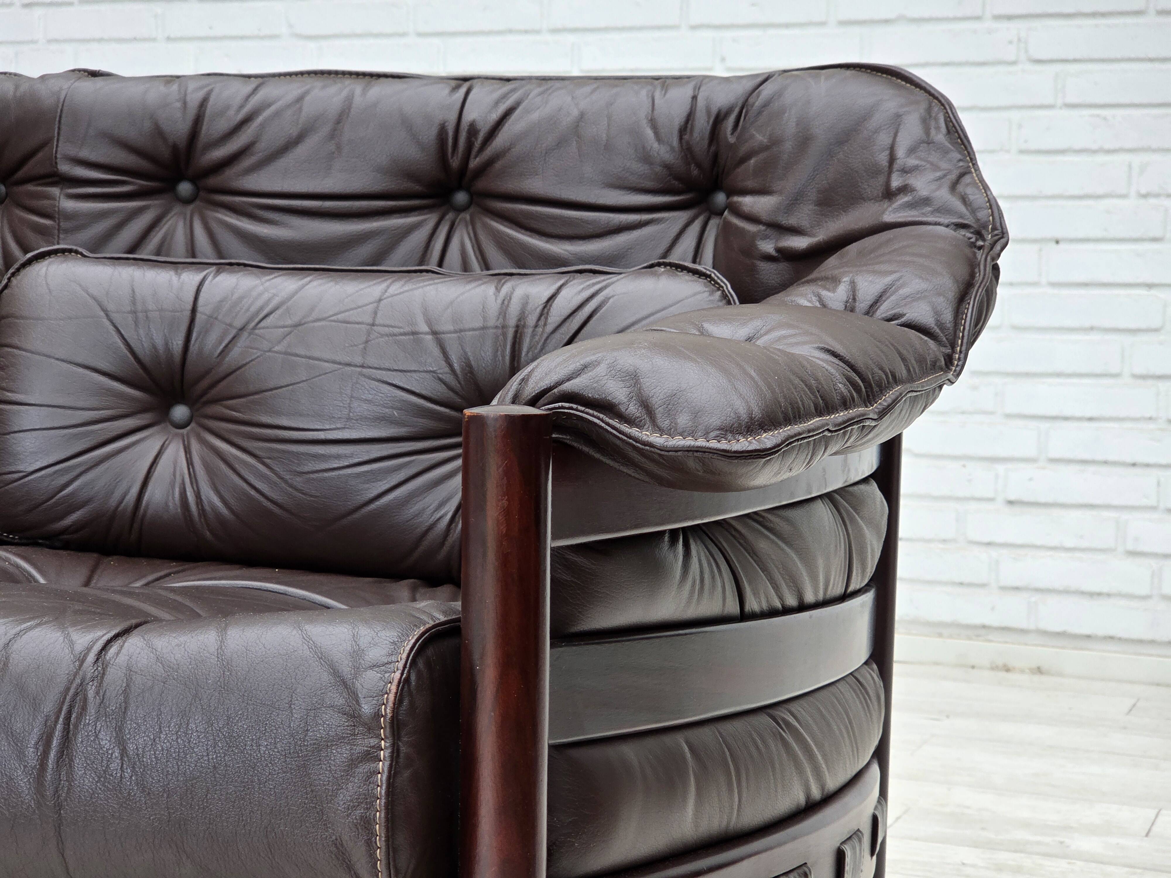 1970s, Scandinavian 3-seater sofa by Arne Norell, furniture leather.