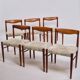 Set of six dining chairs - teak & light upholstery - Henry W. Klein - Bramin - 1960s