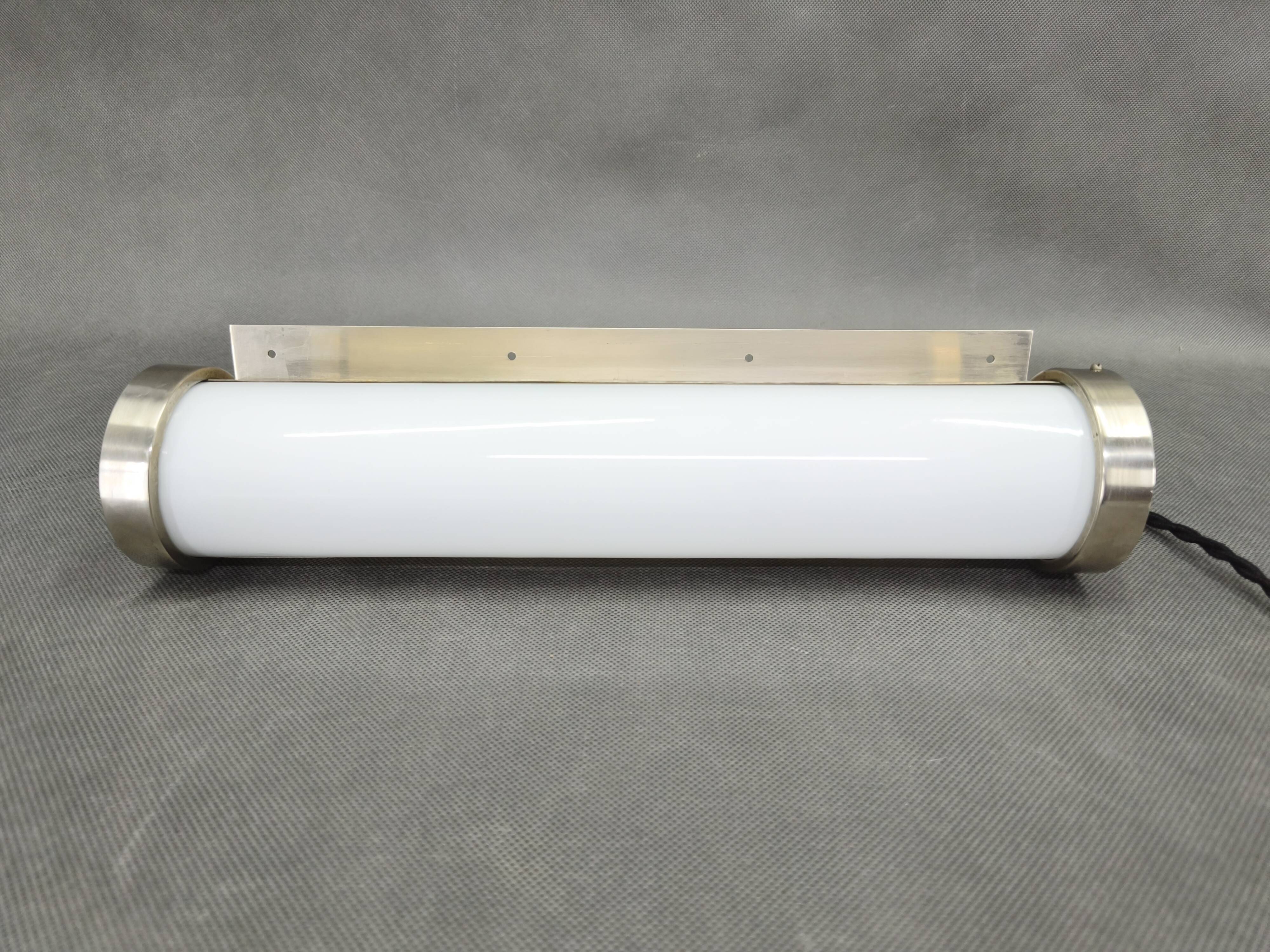 Bauhaus Nickel Wall Light with Glass Tube, 1930s