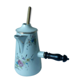 Chocolatière en porcelaine la couleuvre avec moussoir  decor floral