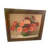 Painting the bouquet of Daisies signed Renée VAsse, old frame