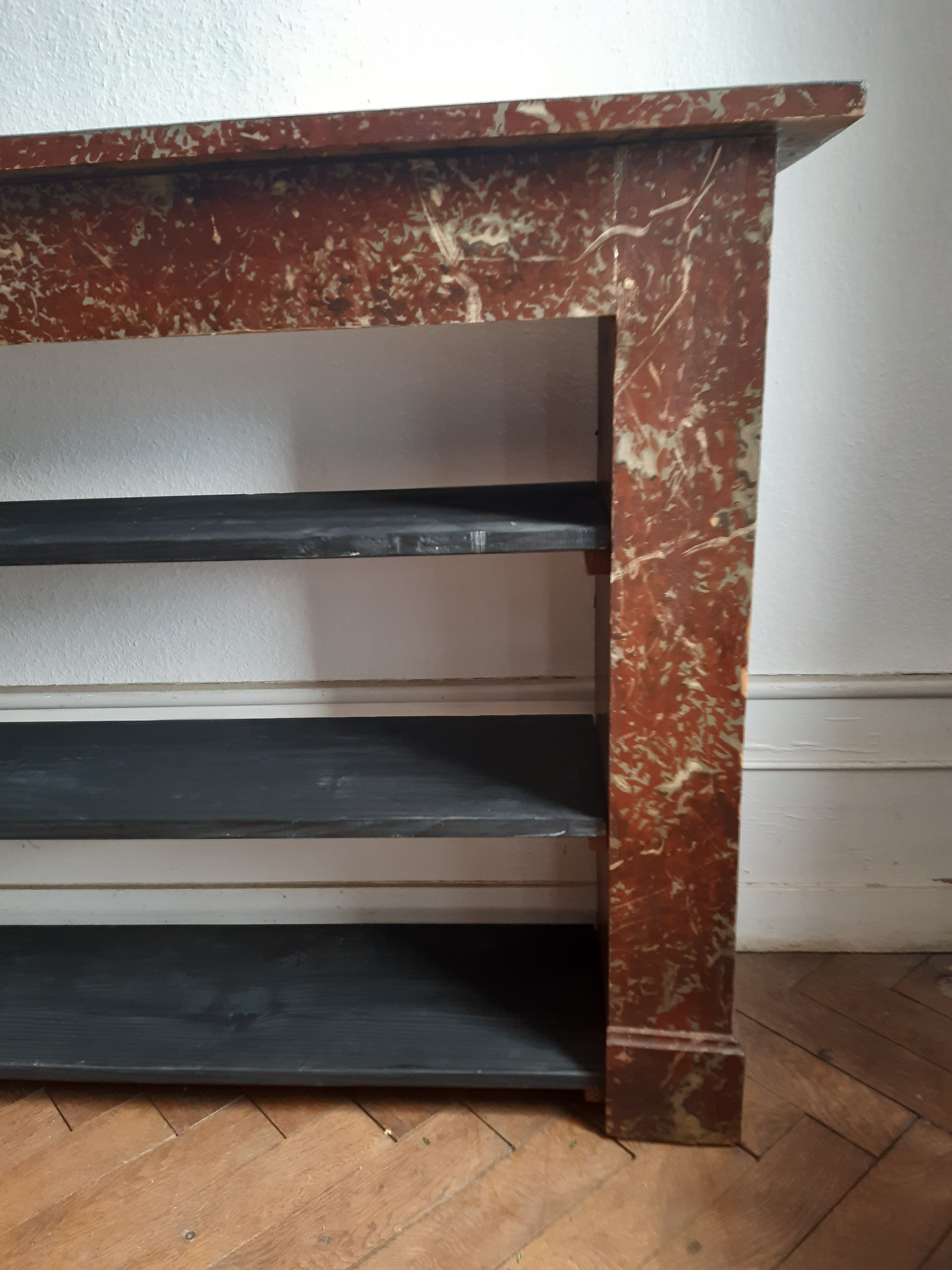 Shelf old mantelpiece faux marble circa 1900