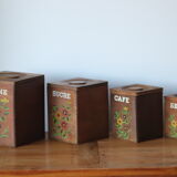 4 vintage wooden spice boxes 70s
