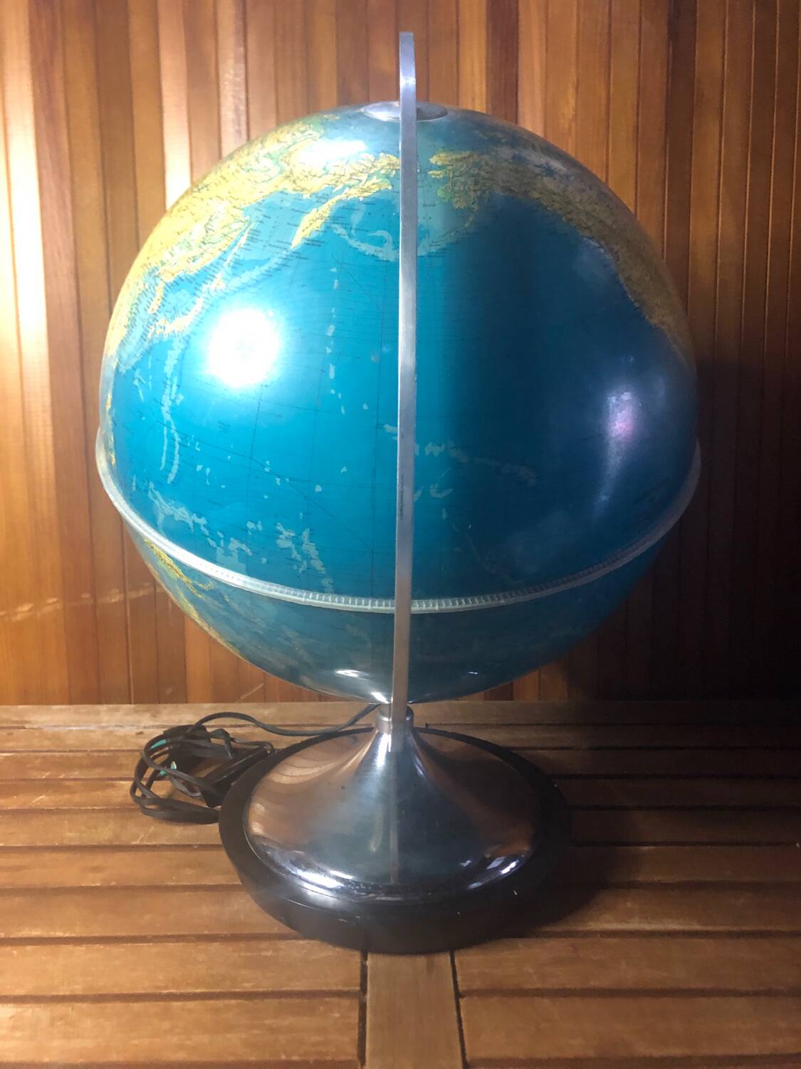 Old world map globe terrestrial grange batelière paris vintage #a356
