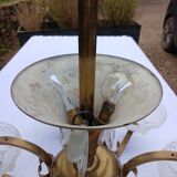Antique Art Deco brass and glass chandelier
