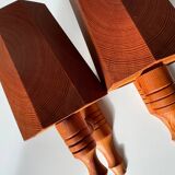 Vintage Swedish wall sconces in pine, 1970s, set of 2