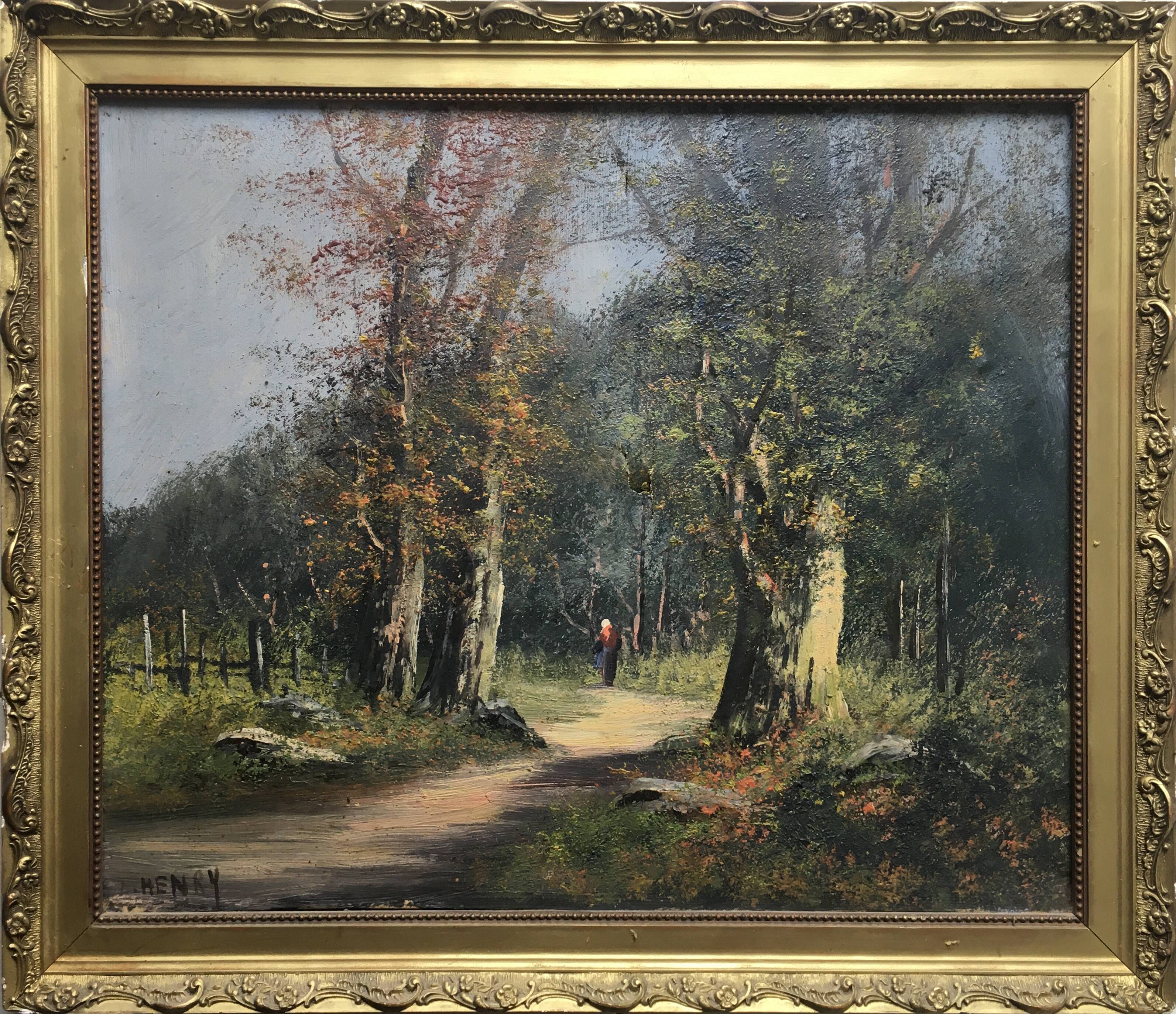 Tableaux HST "Paysages Barbizon" XIX° siècle par L. Henry + cadre