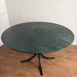 Round dining table – green marble & wrought iron