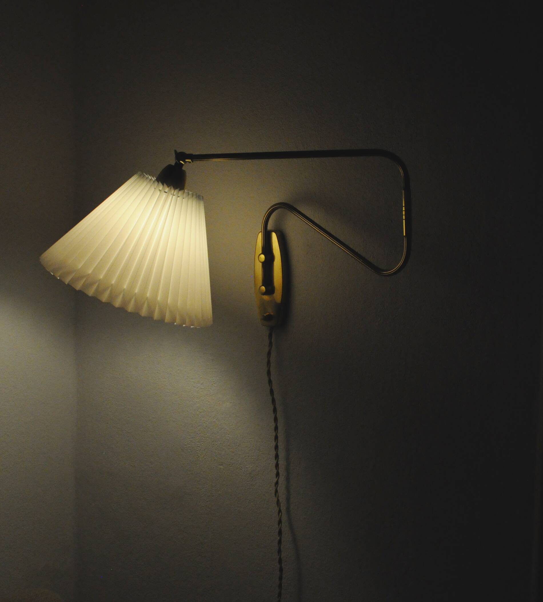 Danish Brass Swing Arm Wall Lamp, 1950s
