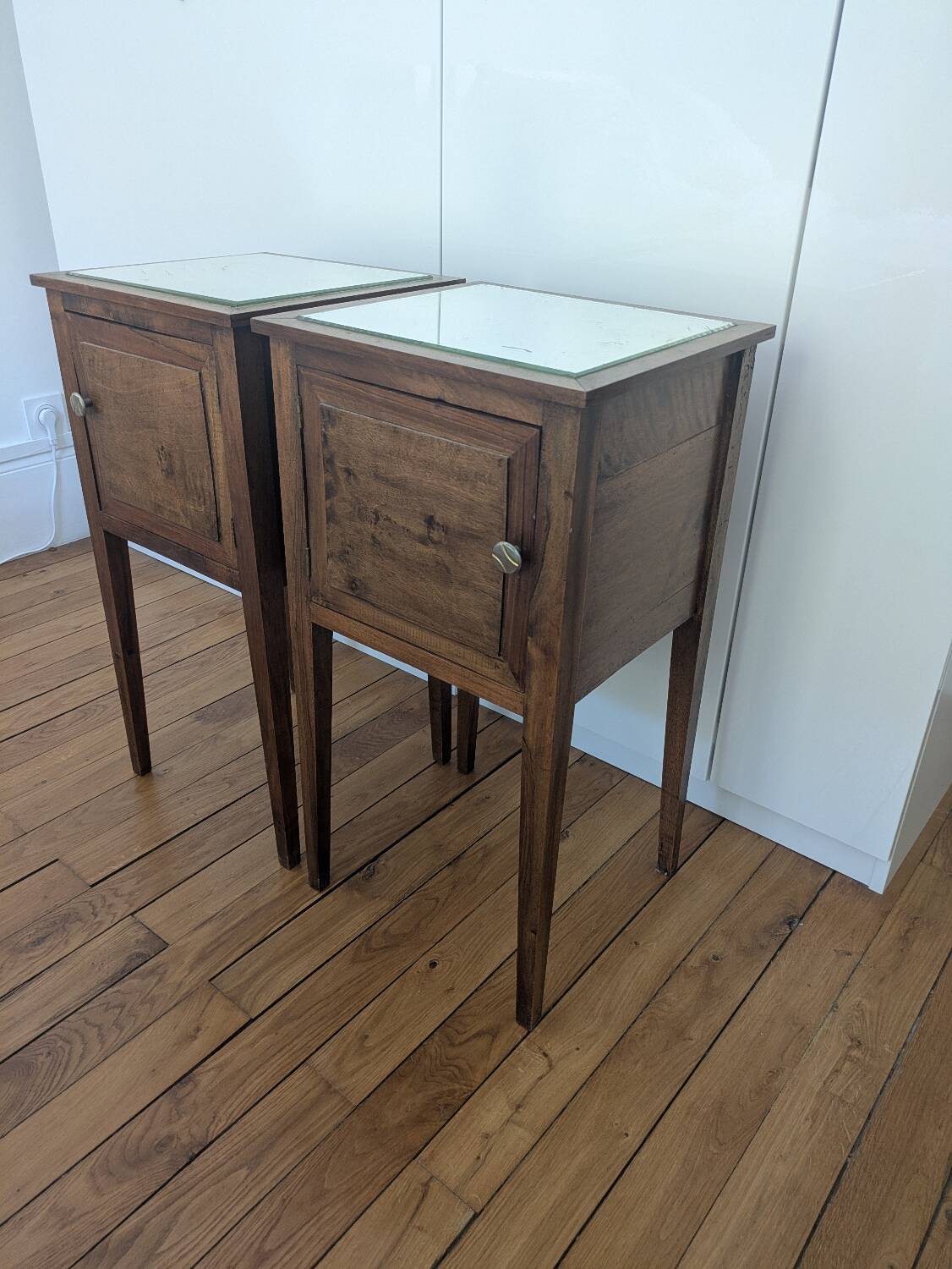 Pair of mirrored bedside tables