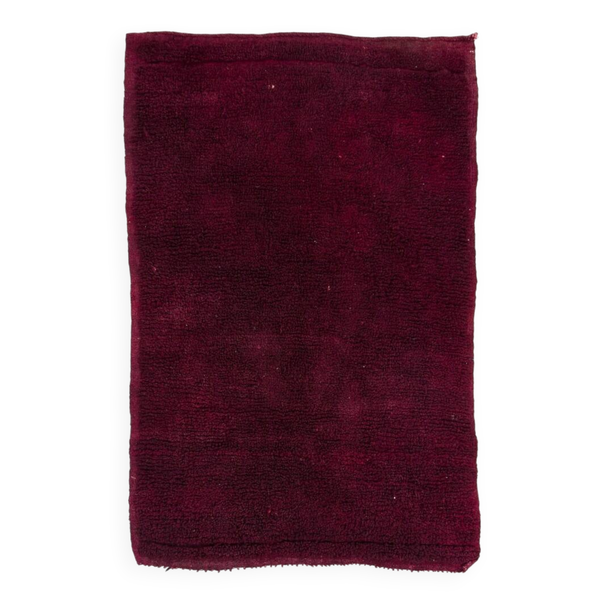 Solid Maroon Red Minimalist Turkish Tulu Rug, 100% Wool