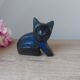 Mexican vintage black clay pottery cat sculpture figurine