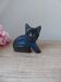 Mexican vintage black clay pottery cat sculpture figurine