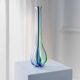 Vase en verre vintage Murano Archimede Seguso XL, transparent avec détails bleus et verts, forme citrouille, Italie années 1970