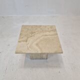 Table basse italienne en travertin, années 1980