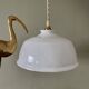 Vintage lampshade pendant light in white opaline