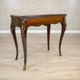 19th Century Inlaid Card Table Lined with Green Fabric
