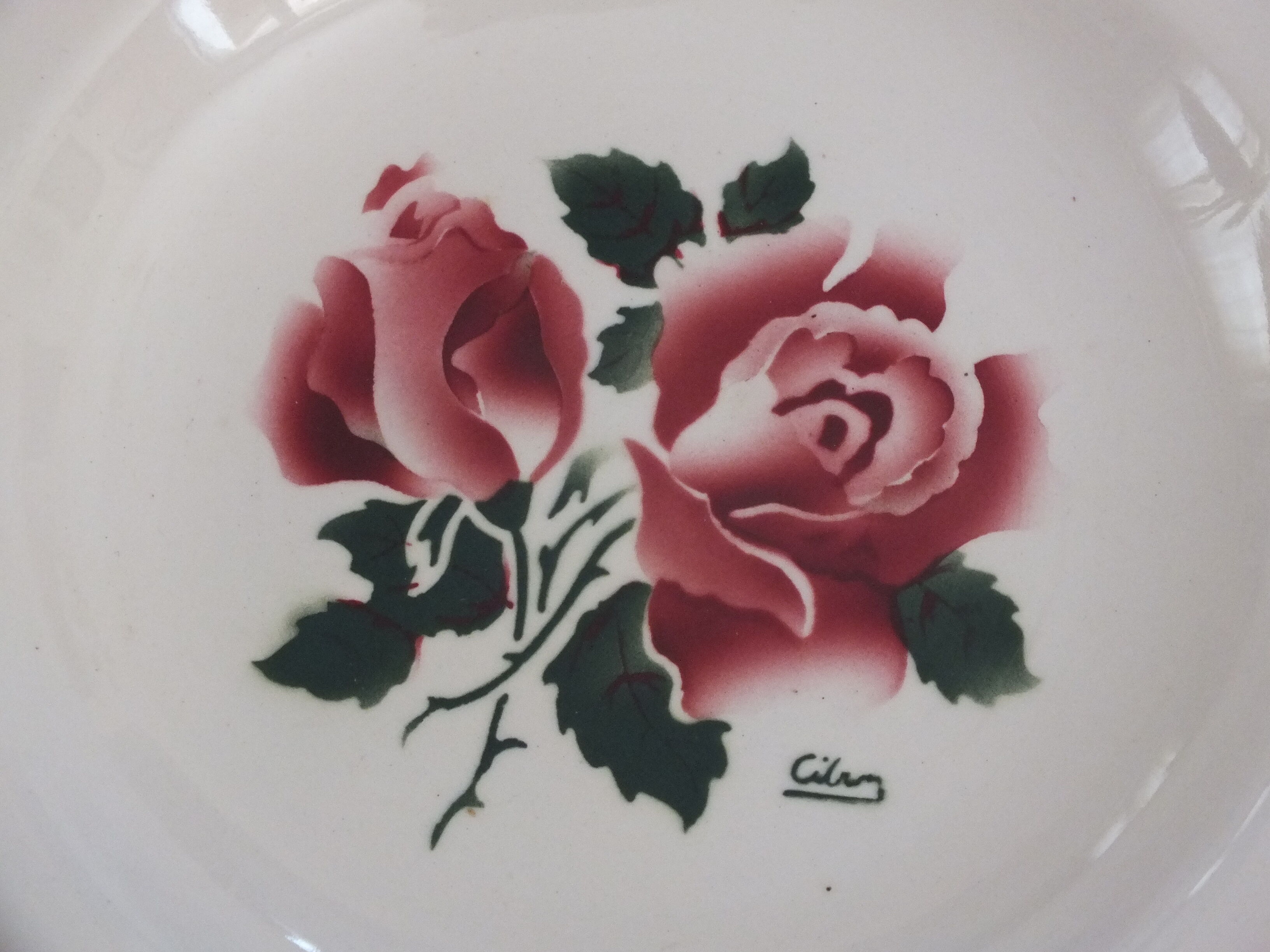 6 vintage Digoin Sarreguemines hollow plates model Cibon Lot 7