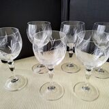 6 Verres à pied en cristallin Décor meulé