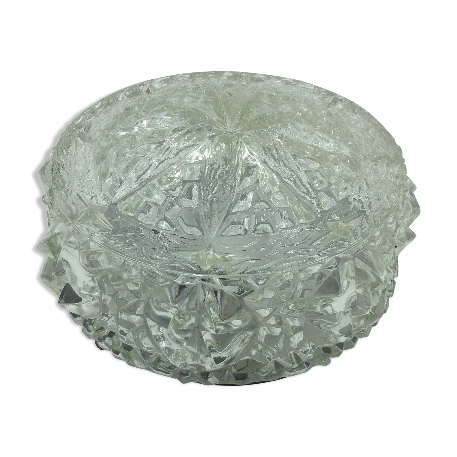 Ceiling lamp in molded glass with relief