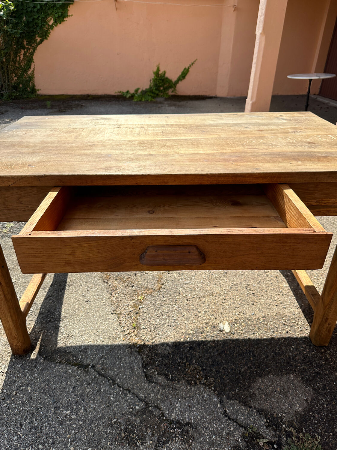 Hand-carved solid wood farm table