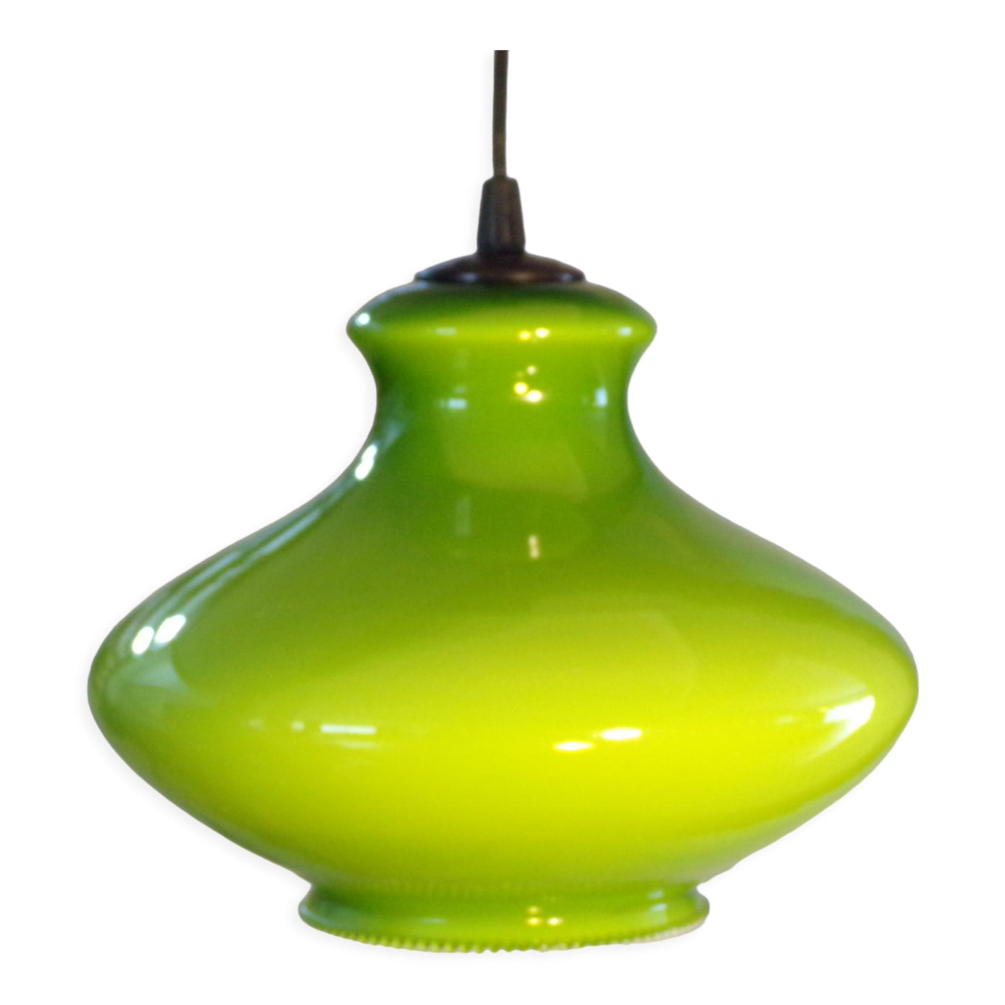 Green opaline pendant lamp 1970