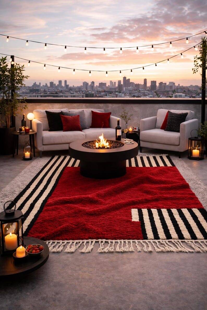 Handmade traditional natural wool rug size 2/3 m