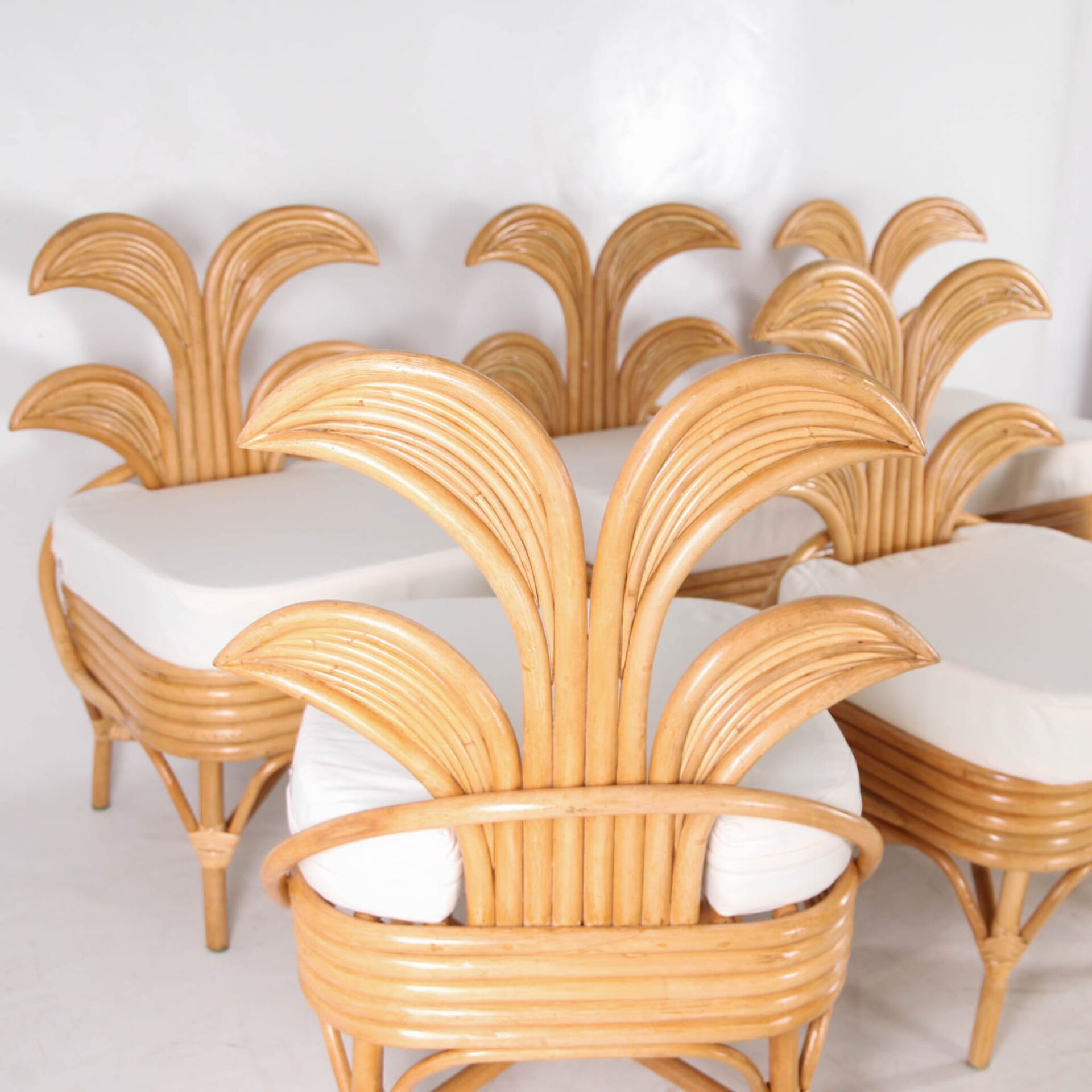 Set of 6 rattan chairs "palm tree"