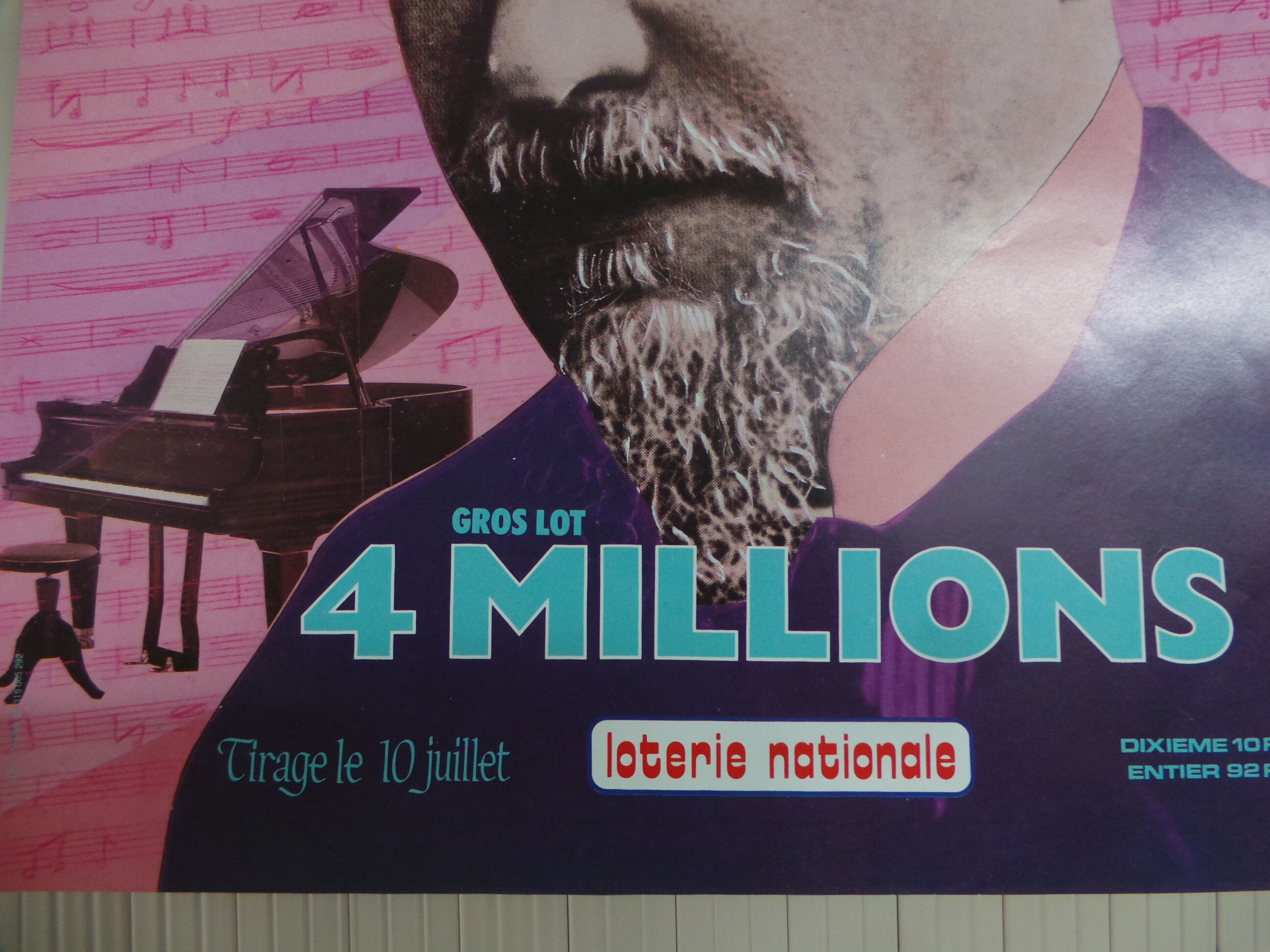 Original National Lottery poster tribute to Erik Satie 1985
