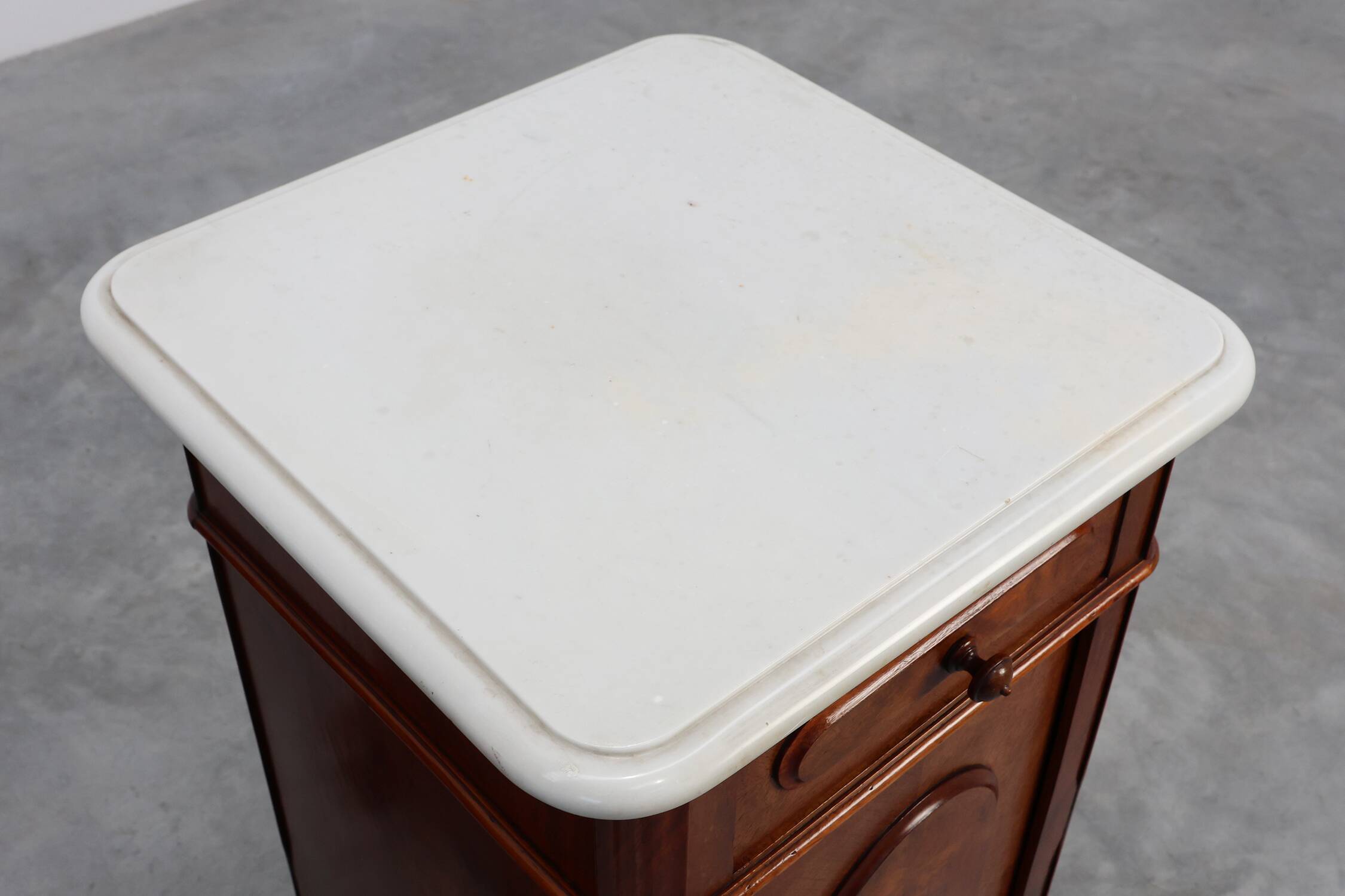 Pair Louis XV nightstands with Carrara marble top, France ca. 1890