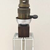 Modernist Art Deco lamp base in wood and glass, France 1930.