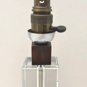 Modernist Art Deco lamp base in wood and glass, France 1930.