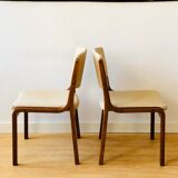 Set of 4 vintage chairs in teak and wool