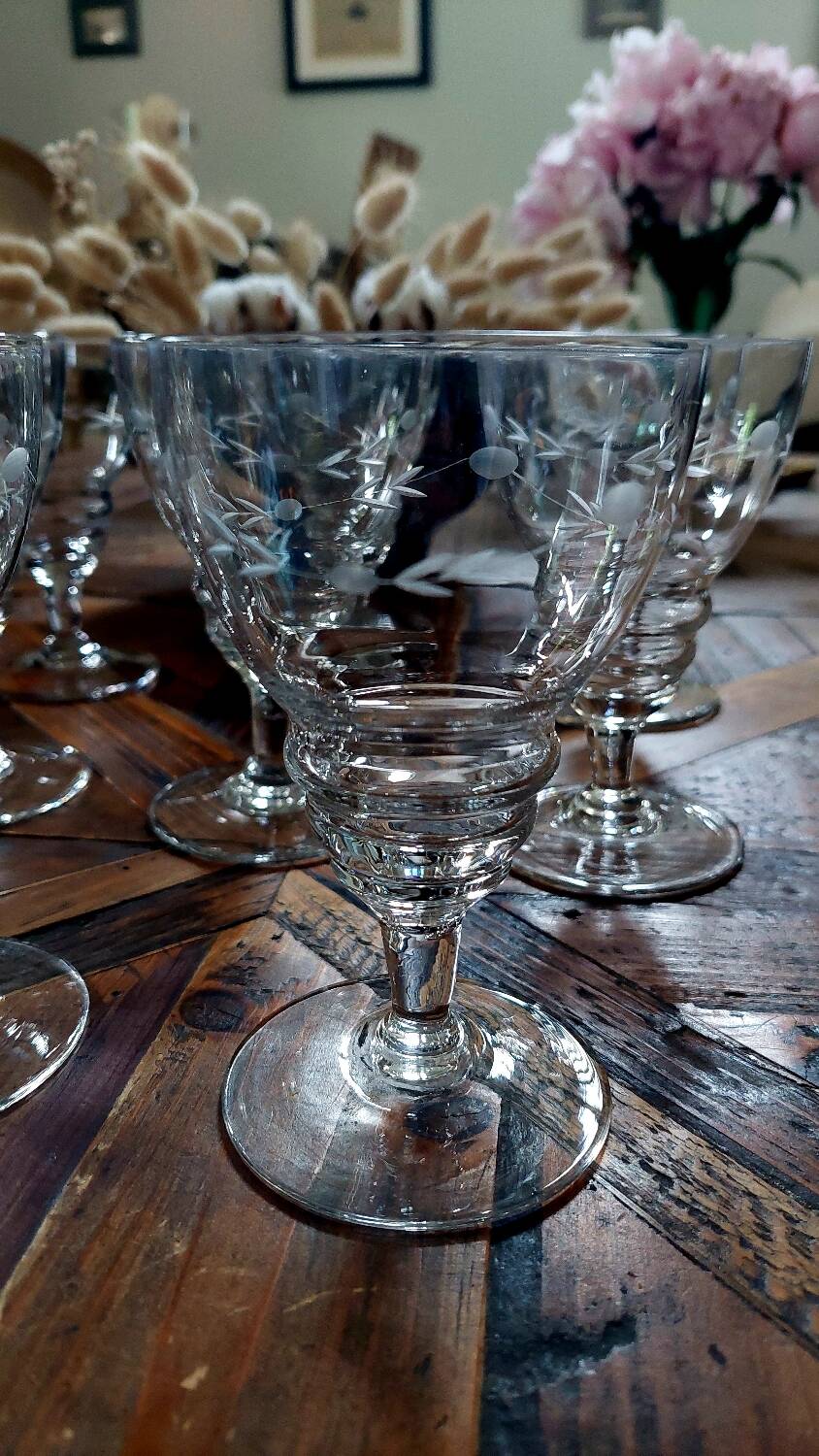 Set of 8 antique crystal glasses - 1940s-1950s