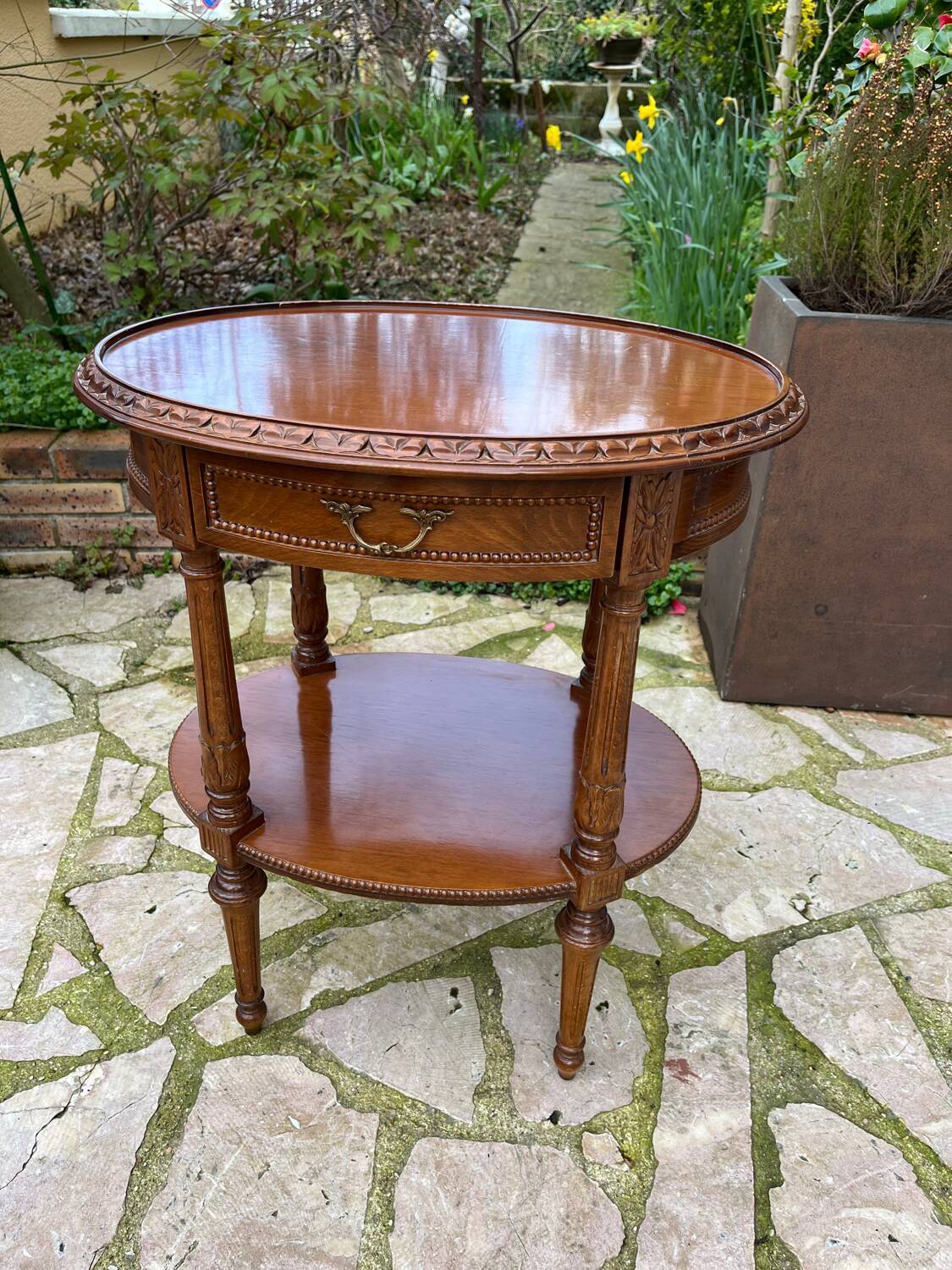 Small carved wooden table